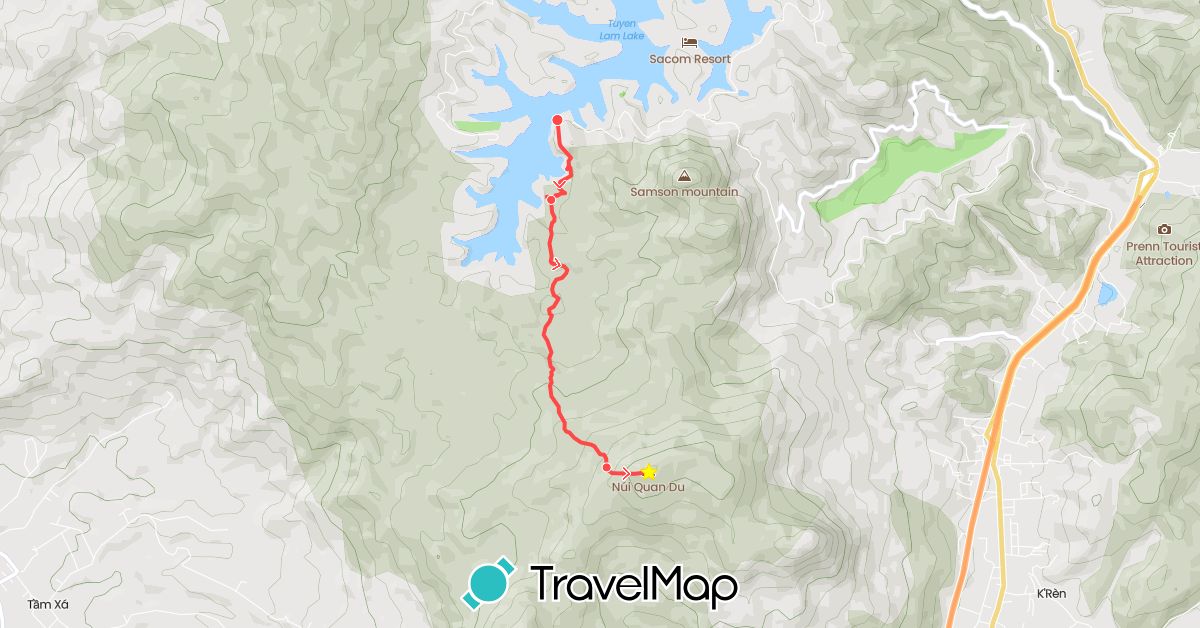 TravelMap itinerary: driving, hiking in Vietnam (Asia)